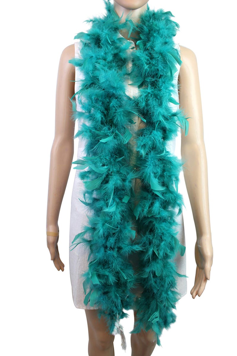 Flydreamfeathers 40 Gram 72" Long, Turkey Chandelle Feather Boa, Dancing Wedding Crafting Party Dress Up, Halloween Costume Decoration (Teal Color) - Image 1